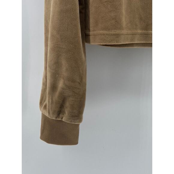 ROMA CONCEPTS By ROSEE Women's Brown Faux Suede Pullover Cropped Hoodie SZ M - Picture 7 of 11